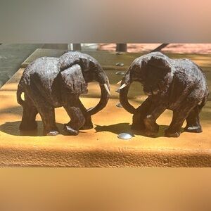 Vintage Brown Elephant Sculptures